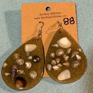 Shell Drop Dangle Earrings - Brown New